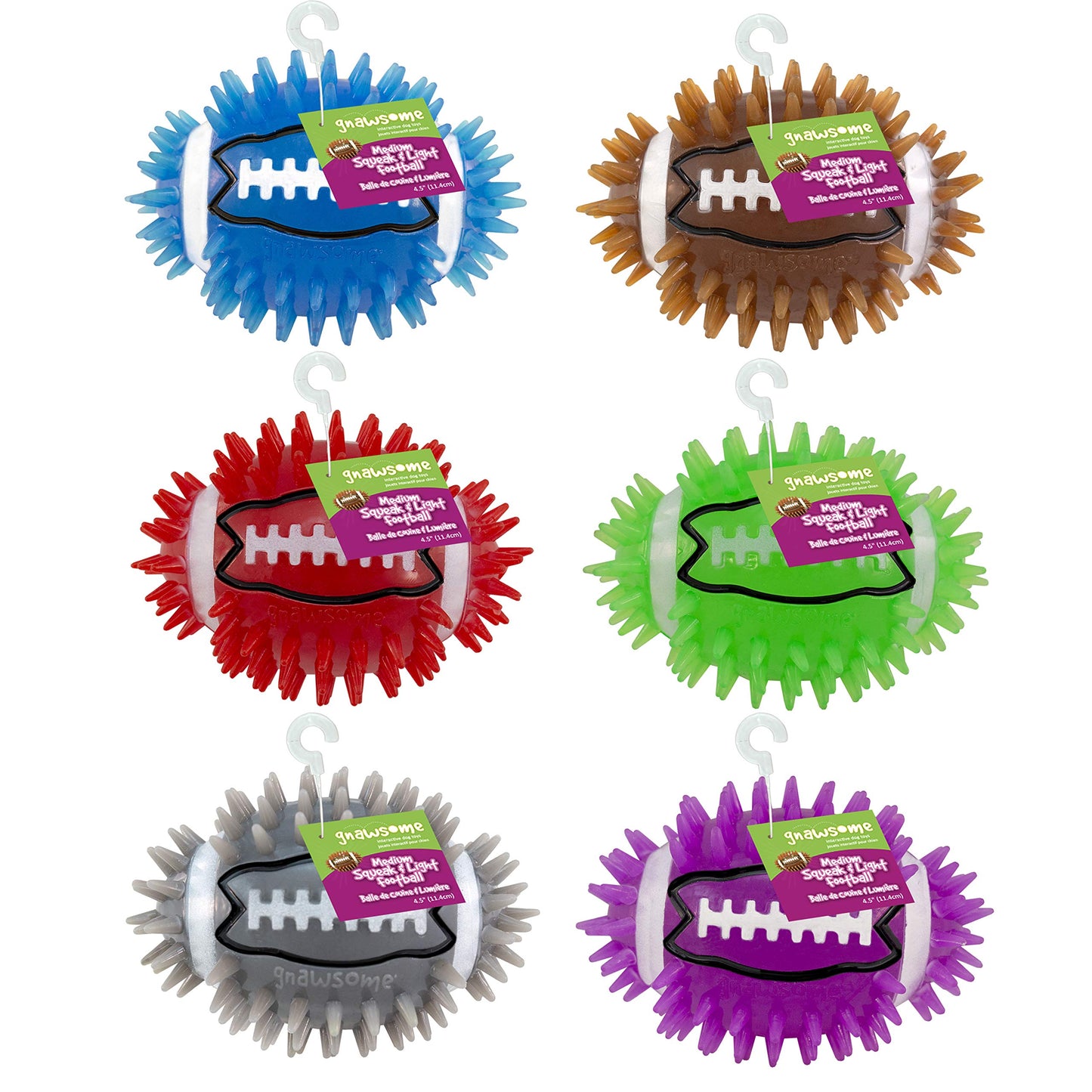 Spiky Squeak & Light Football Dog Toy