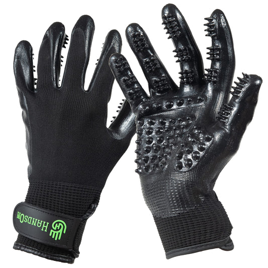 Pet Grooming Gloves - Medium, Black