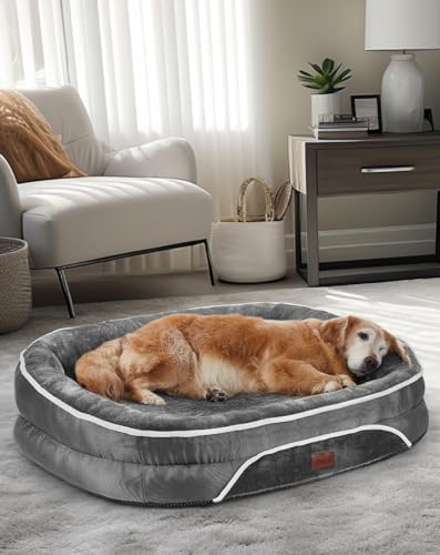 Orthopedic Dog Bed with Bolster Cushion - Gray