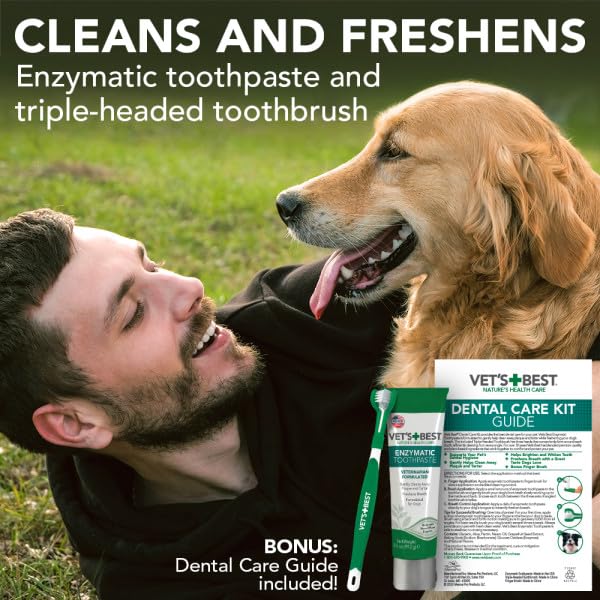 Vet's Best Dog Toothbrush & Toothpaste Kit - Natural Ingredients