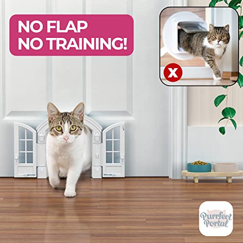 French Cat Door - No-Flap, White