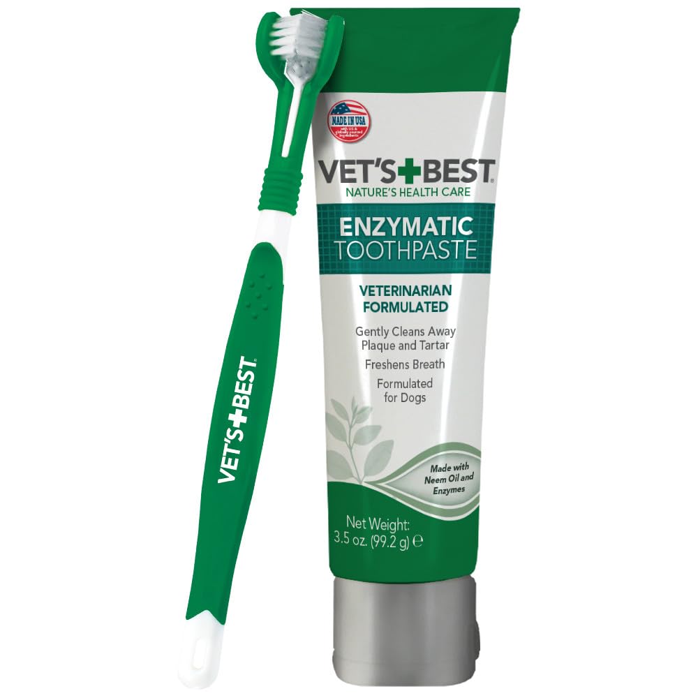 Vet's Best Dog Toothbrush & Toothpaste Kit - Natural Ingredients