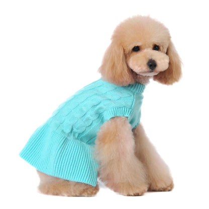 Pretty Puppy Sweater Dress - Blue (S)
