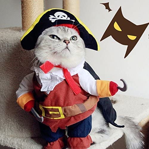Pirate Dog Cat Costume with Hat - Small
