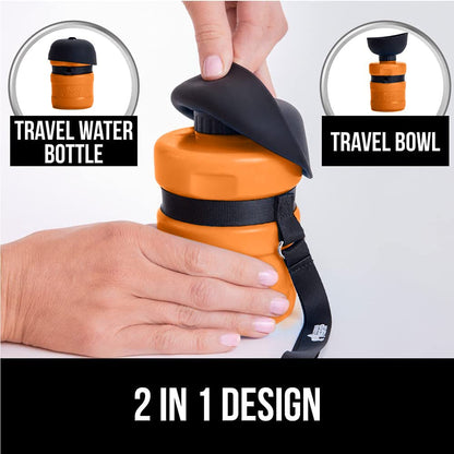 No Spill Portable Dog Water Bottle with Built in Bowl