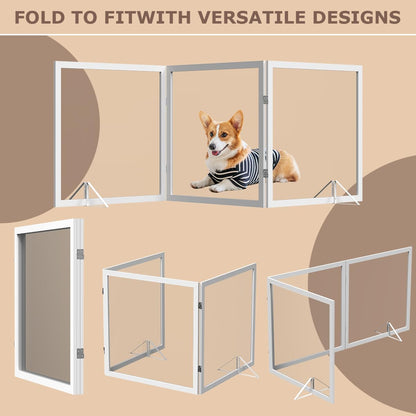 Clear Dog Gate - Freestanding & Foldable