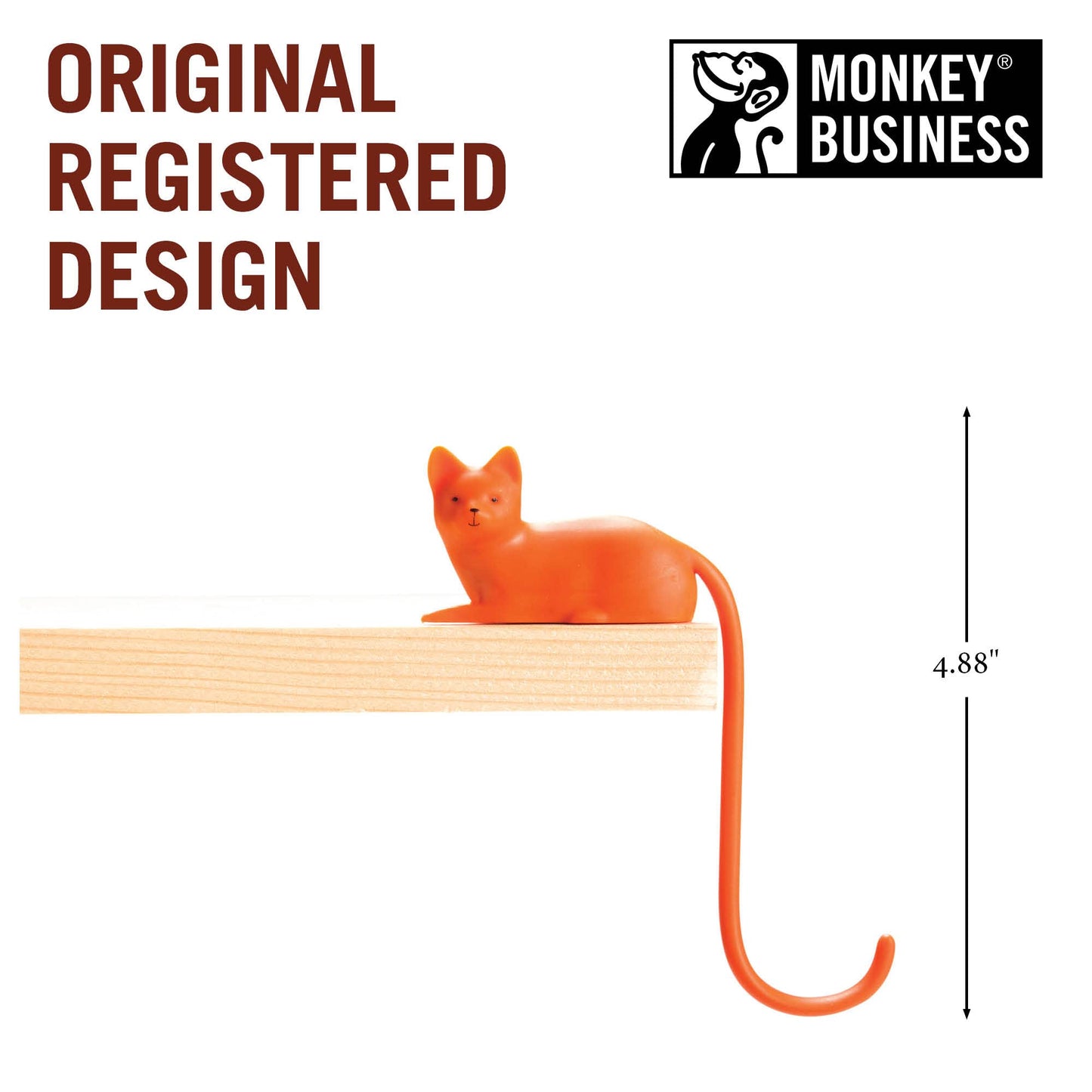 Cat Tail Hook for Desk or Screen - Orange & White