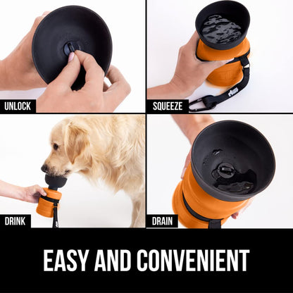 No Spill Portable Dog Water Bottle with Built in Bowl