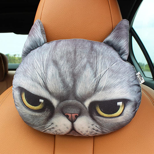 Lifelike Angry Cat Car Headrest Cushion