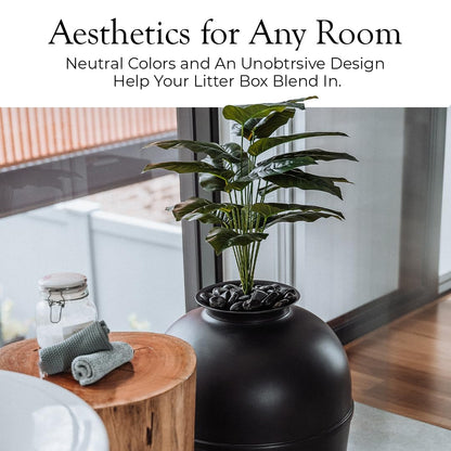 Hidden Litter Box Enclosure - Odor Control, Matte Black