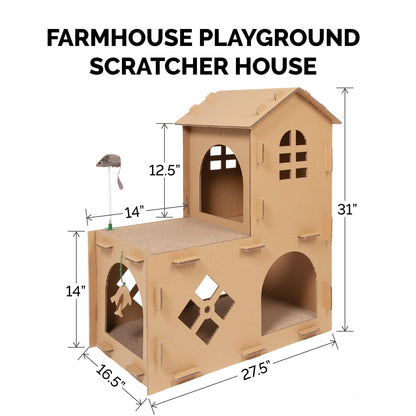 Multi-Level Cardboard Cat House with Catnip