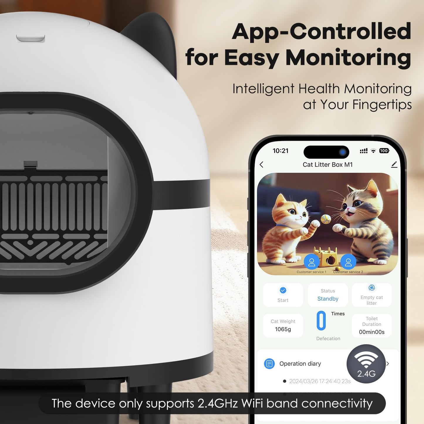 Self-Cleaning Cat Litter Box with App Control