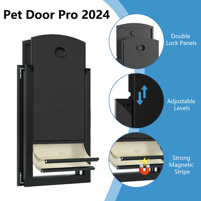 Weatherproof Dog Door with Sliding Lock Panels