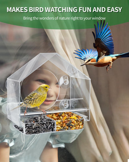 Clear View Window Bird Feeder - Strong Suction Cups