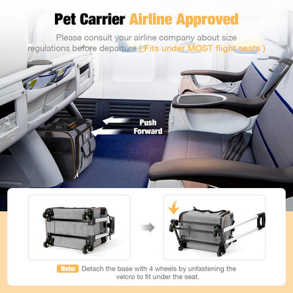 Airline Approved Cat Dog Carrier with Wheels