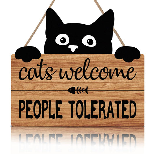 Funny Cat Welcome Sign - Black Cat Decor