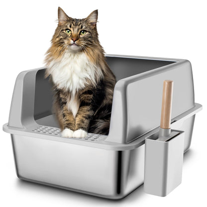 Stainless Steel Litter Box with Lid - XL