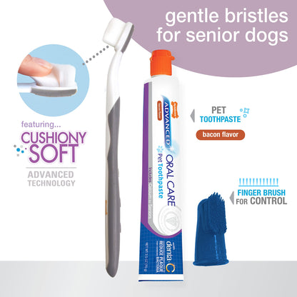 Senior Dog Dental Kit with Cushiony Soft-Bristle Toothbrush