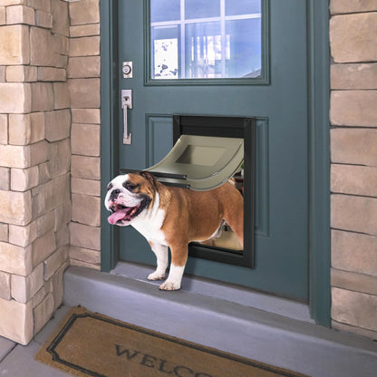 Weatherproof Dog Door with Sliding Lock Panels