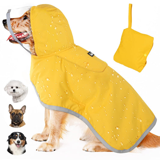 Adjustable Dog Raincoat - Yellow, Medium
