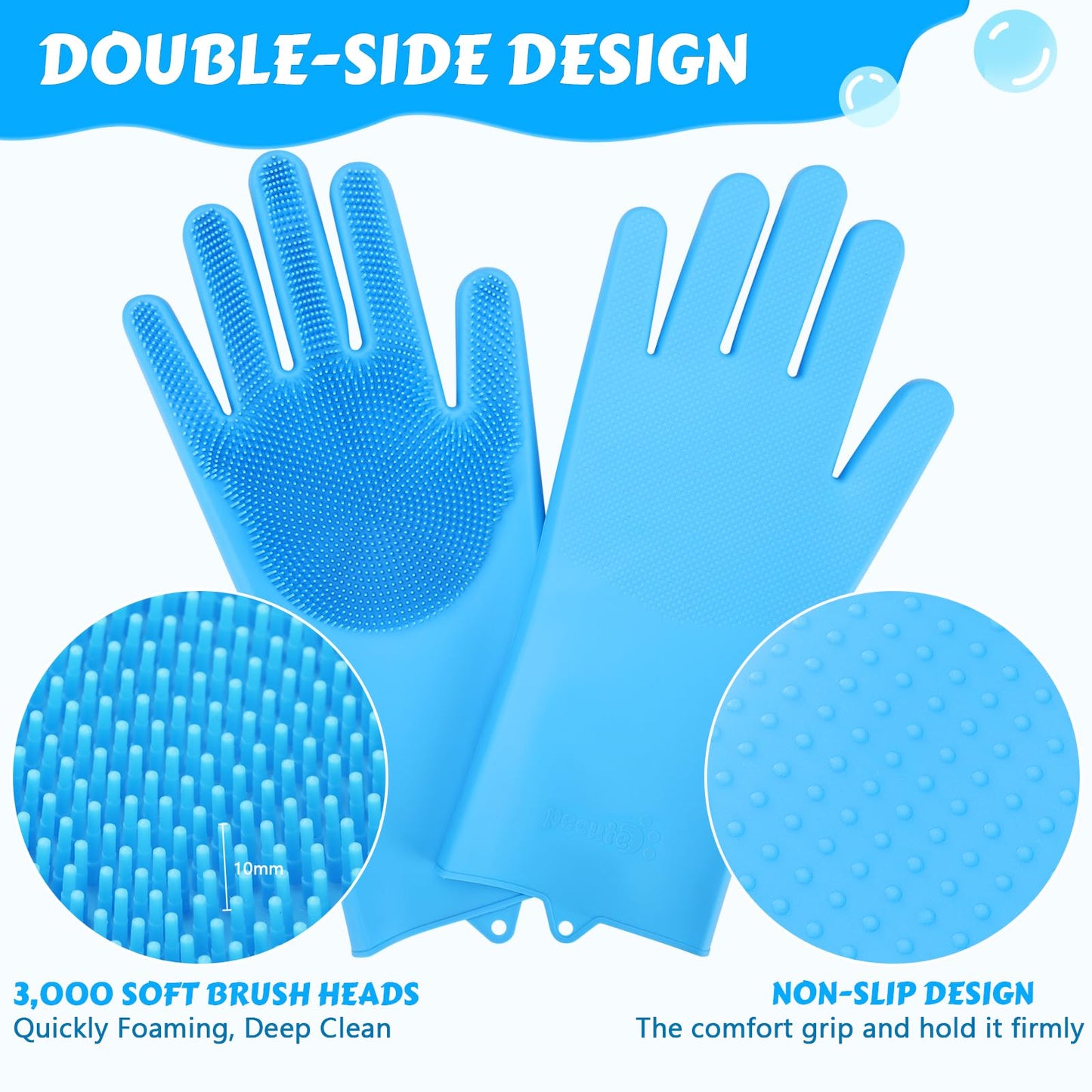 Pet Grooming Gloves - Heat Resistant, Blue