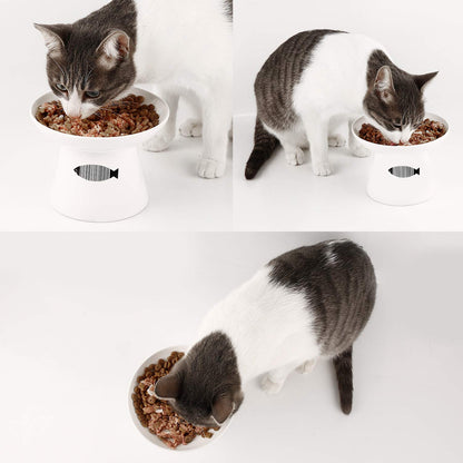 Cat Raised Food/Water Bowl for Elder/Big Cats
