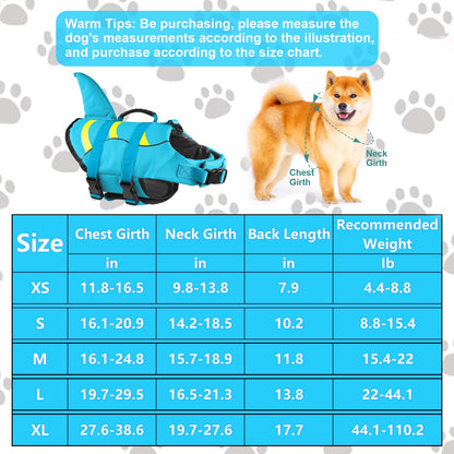 Shark Dog Life Jacket - Adjustable Vest