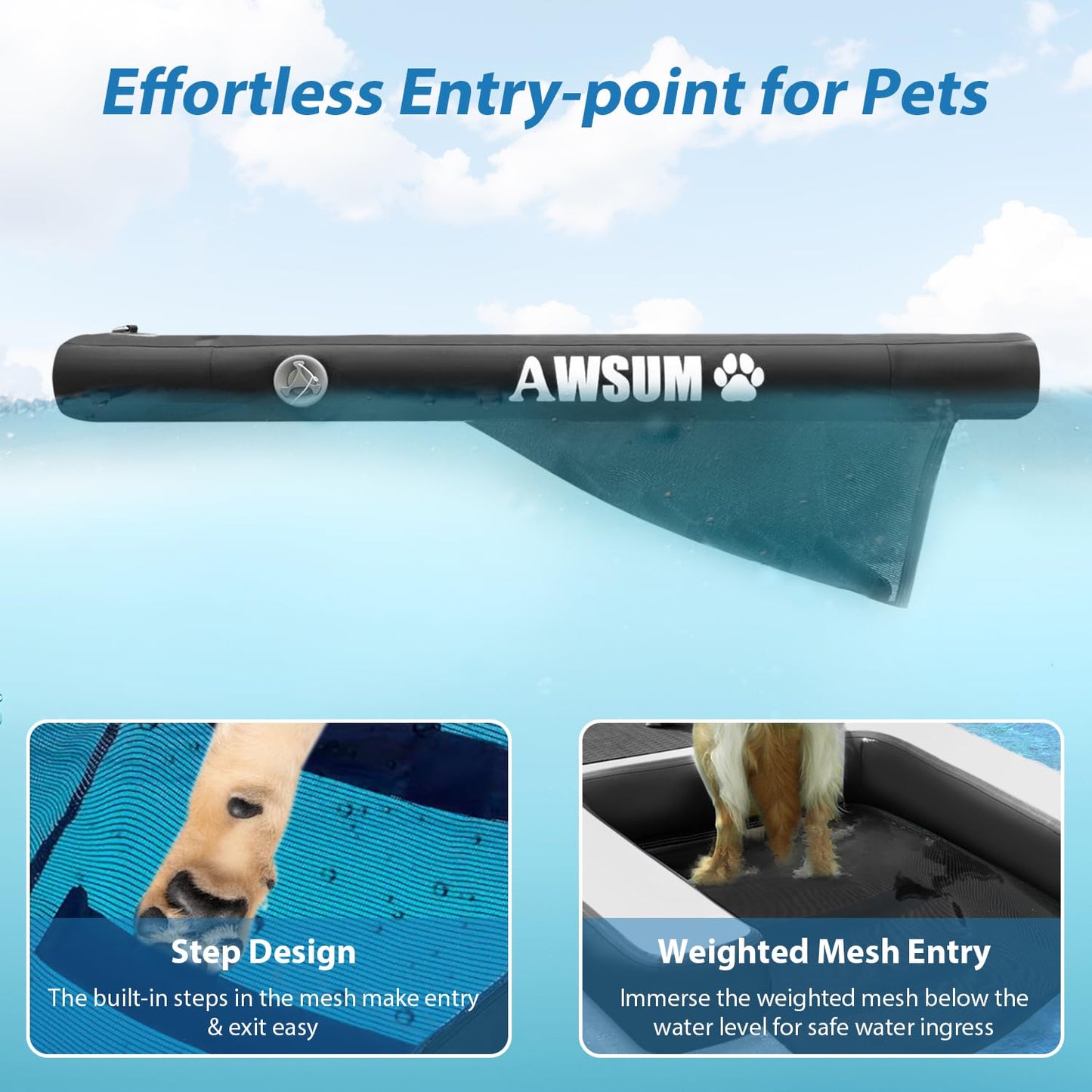 Inflatable Dog Water Ramp - Up to 180LBS