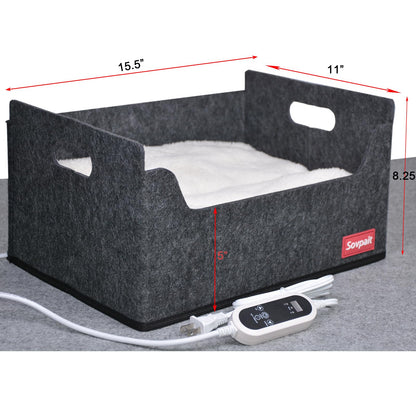 Heated Cat Bed - Indoor, Black Grey