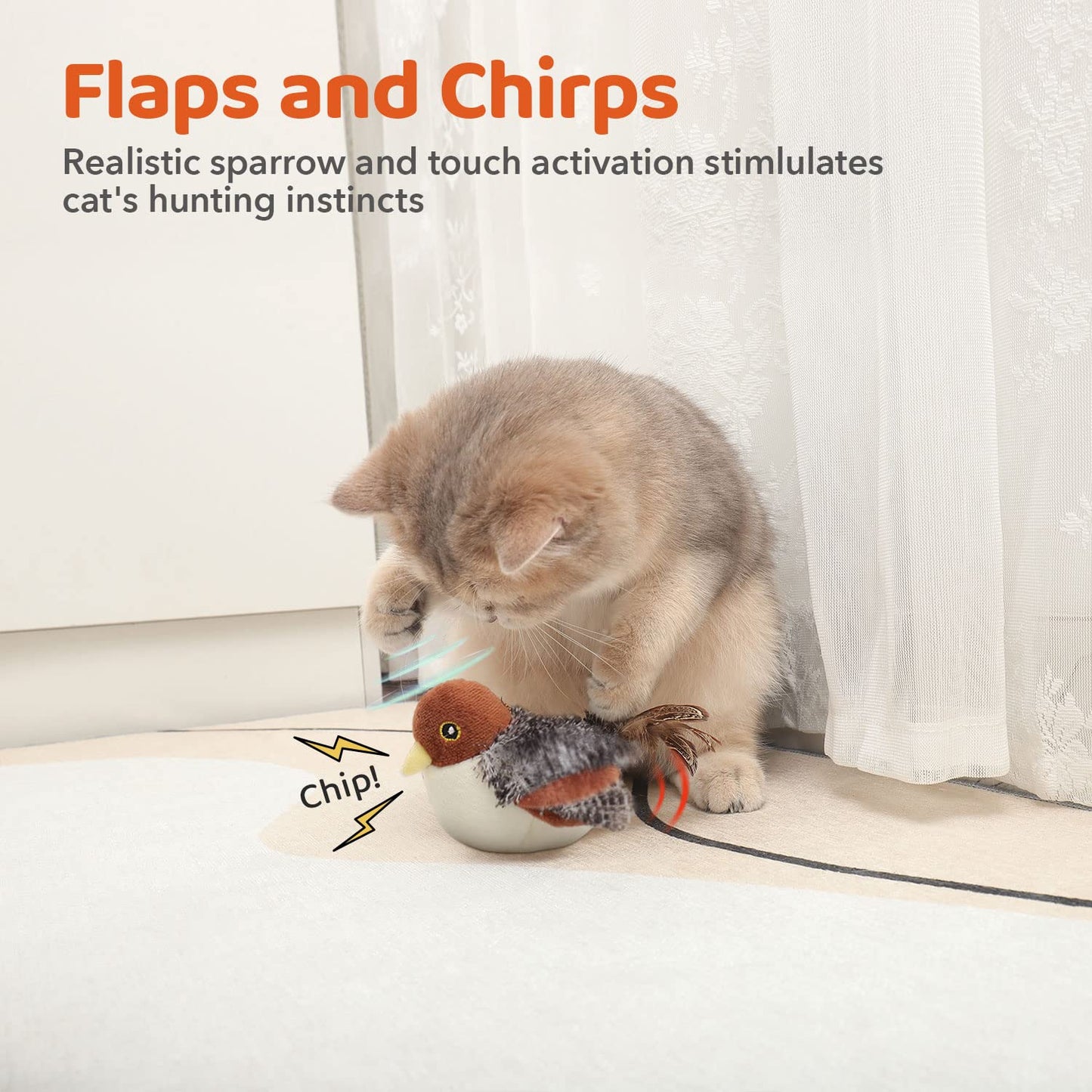 Rechargeable Flapping Bird Cat Toy - 4"