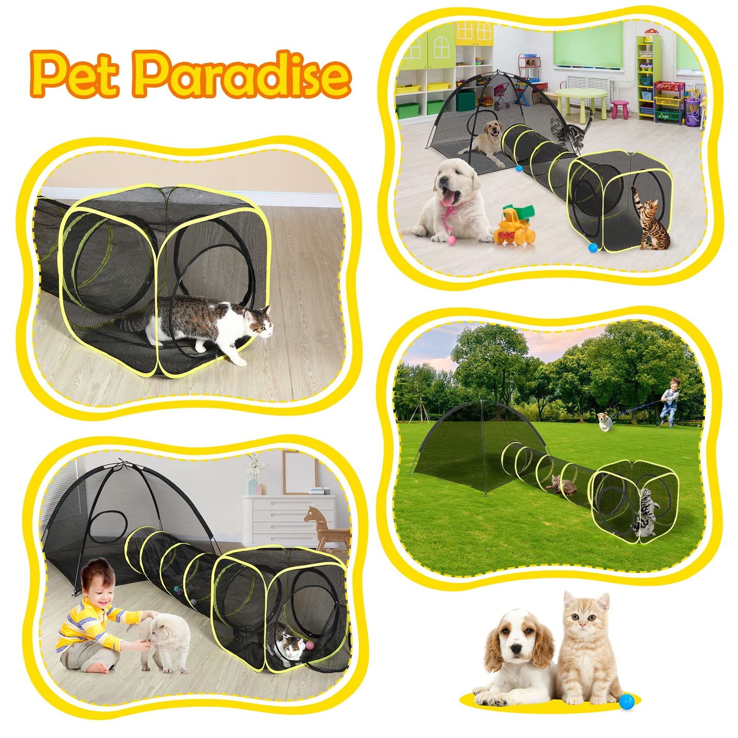 Portable Cat Enclosure with Tunnel