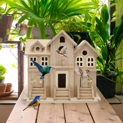 Wooden Birdhouse with Hanging Tools