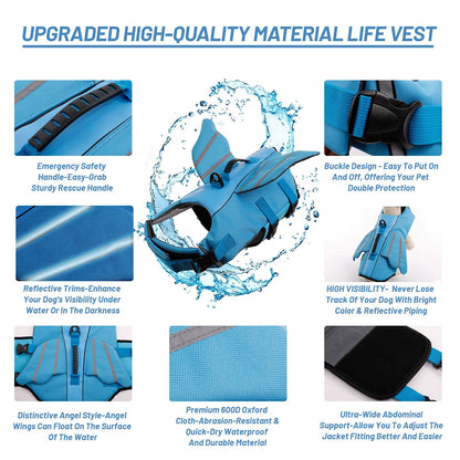 Dog Life Jacket - Blue, Adjustable