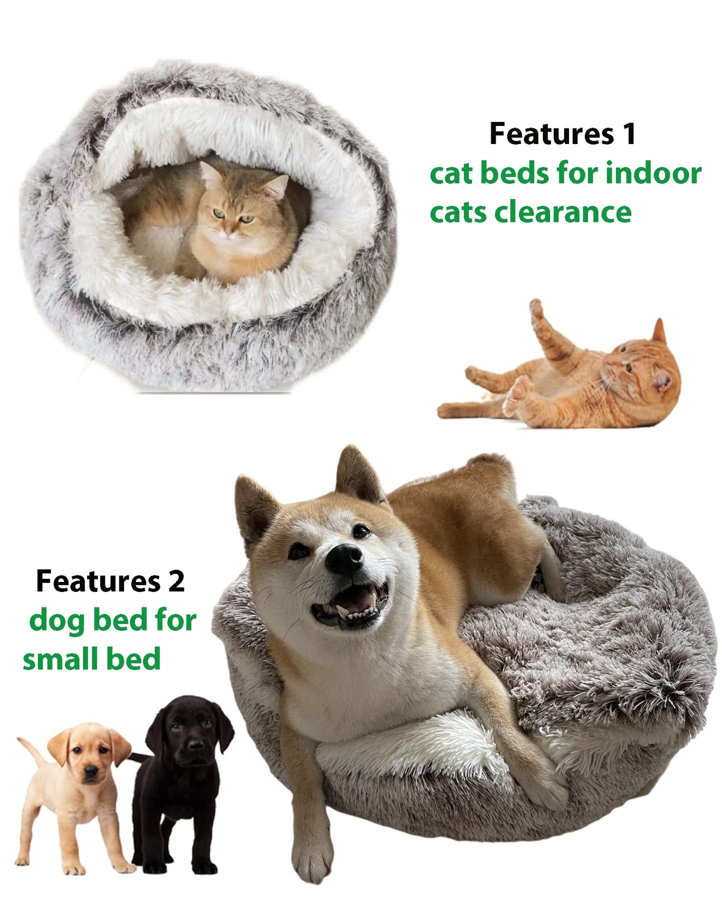 Plush Hooded Cat Bed - 20" Coffee