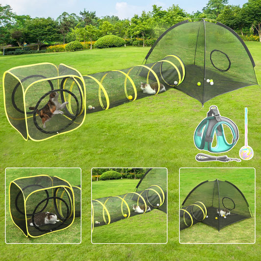 Portable Cat Enclosure with Tunnel