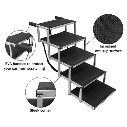 5-Step Dog Ramp - Supports Up to 150 Lbs