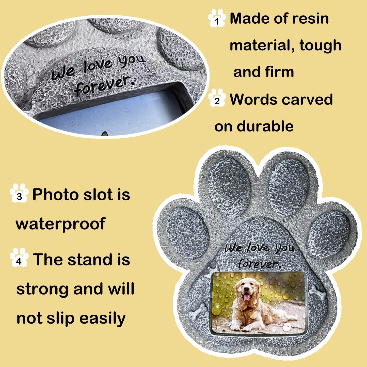 Pet Memorial Stones for Dogs - Paw Shaped