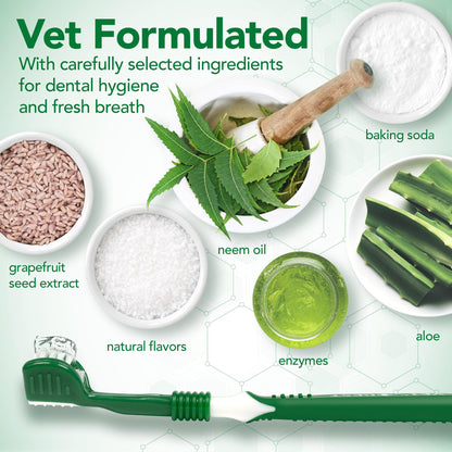 Vet's Best Dog Toothbrush & Toothpaste Kit - Natural Ingredients