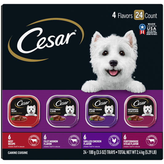 CESAR Wet Dog Food Variety Pack - 24 Trays