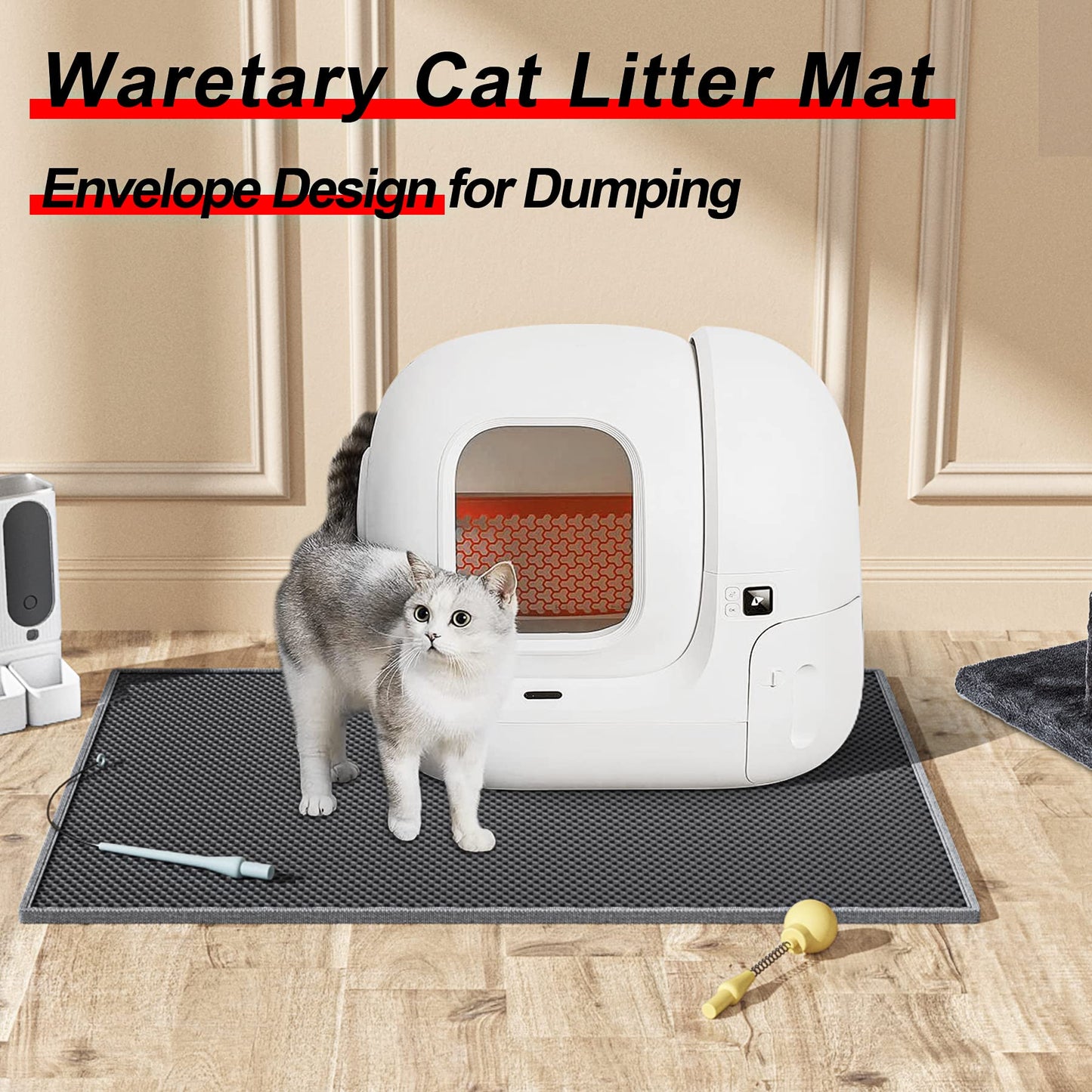 Cat Litter Mat - 24"x15", Easy Clean, Grey