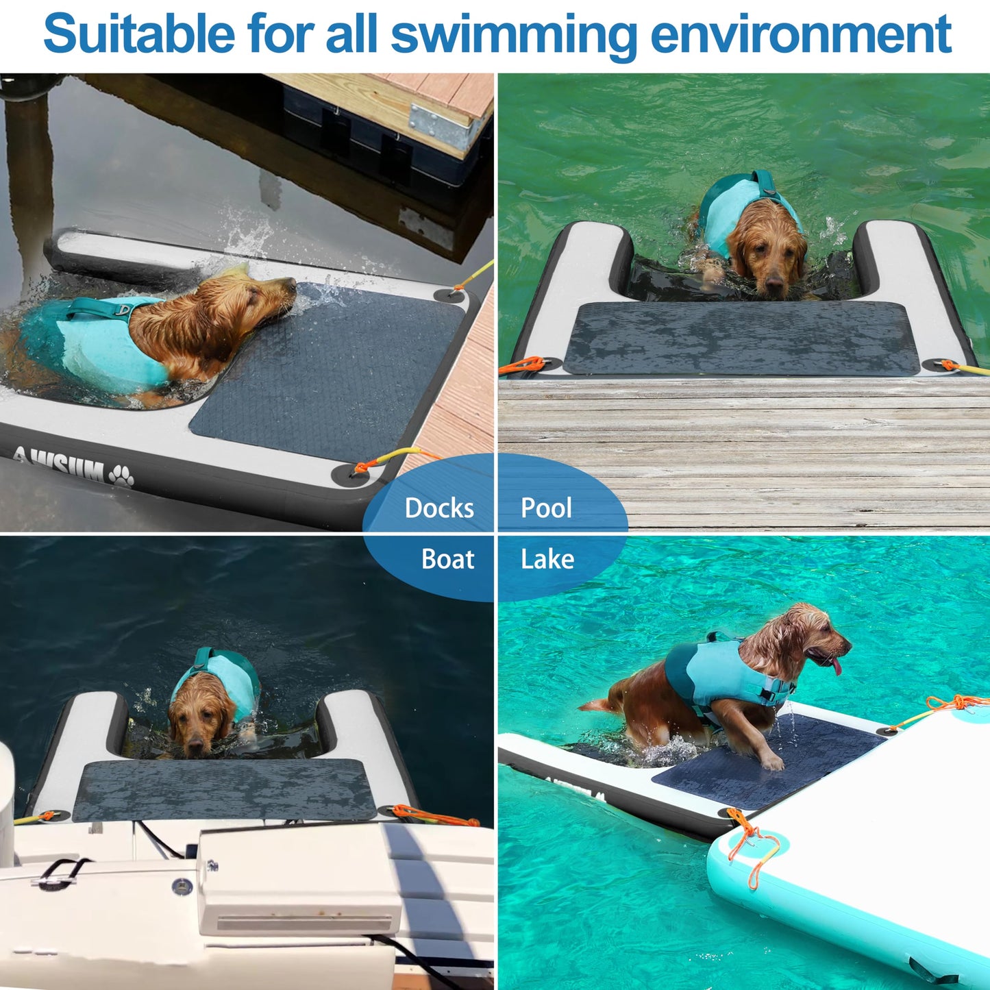 Inflatable Dog Water Ramp - Up to 180LBS